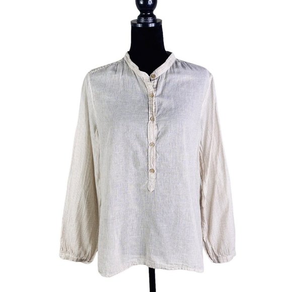 Isabel Marant Etoile cotton beige striped button down Blouse size 44 US 12 - Picture 1 of 5